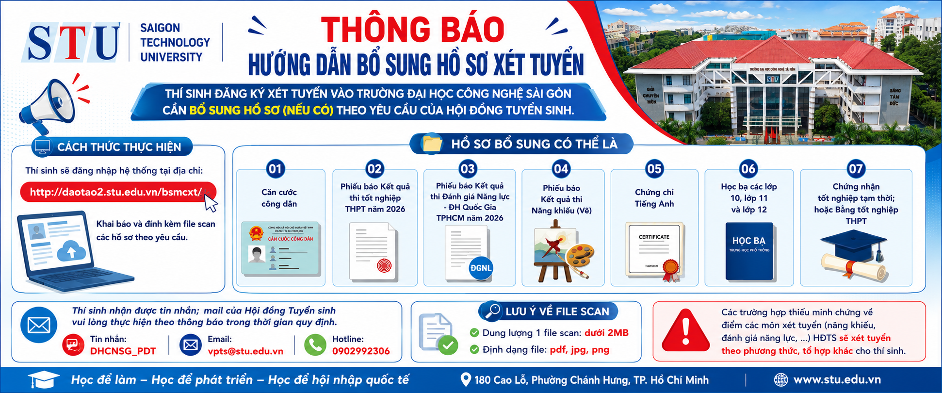 Hướng dẫn bổ sung hồ sơ xét tuyển năm 2026